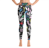 High Waist Yoga Leggings in Night Flowers